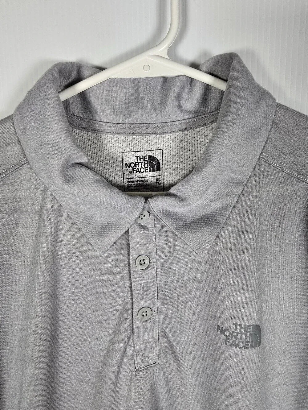 The North Face Men's Heather Gray Short Sleeve Polo With Logo Flash Dry Size XL